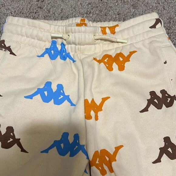 Kappa Size 6 Youth Sneek Man Multicolor Logo Joggers Sweatpants Beige Streetwear - Picture 2 of 12